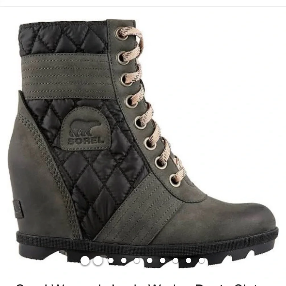 SOREL LEXIE WEDGE WATERPROOF BOOTIES DARK SLATE - Picture 8 of 10